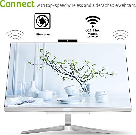 Acer Aspire C24-865-UA91 AIO Desktop, 23.8 inches Full HD, 8th Gen Intel Core i5-8250U, 8GB DDR4, 1TB HDD, 802.11AC Wifi, Wireless Keyboard and Mouse, Windows 10 Home, Silver